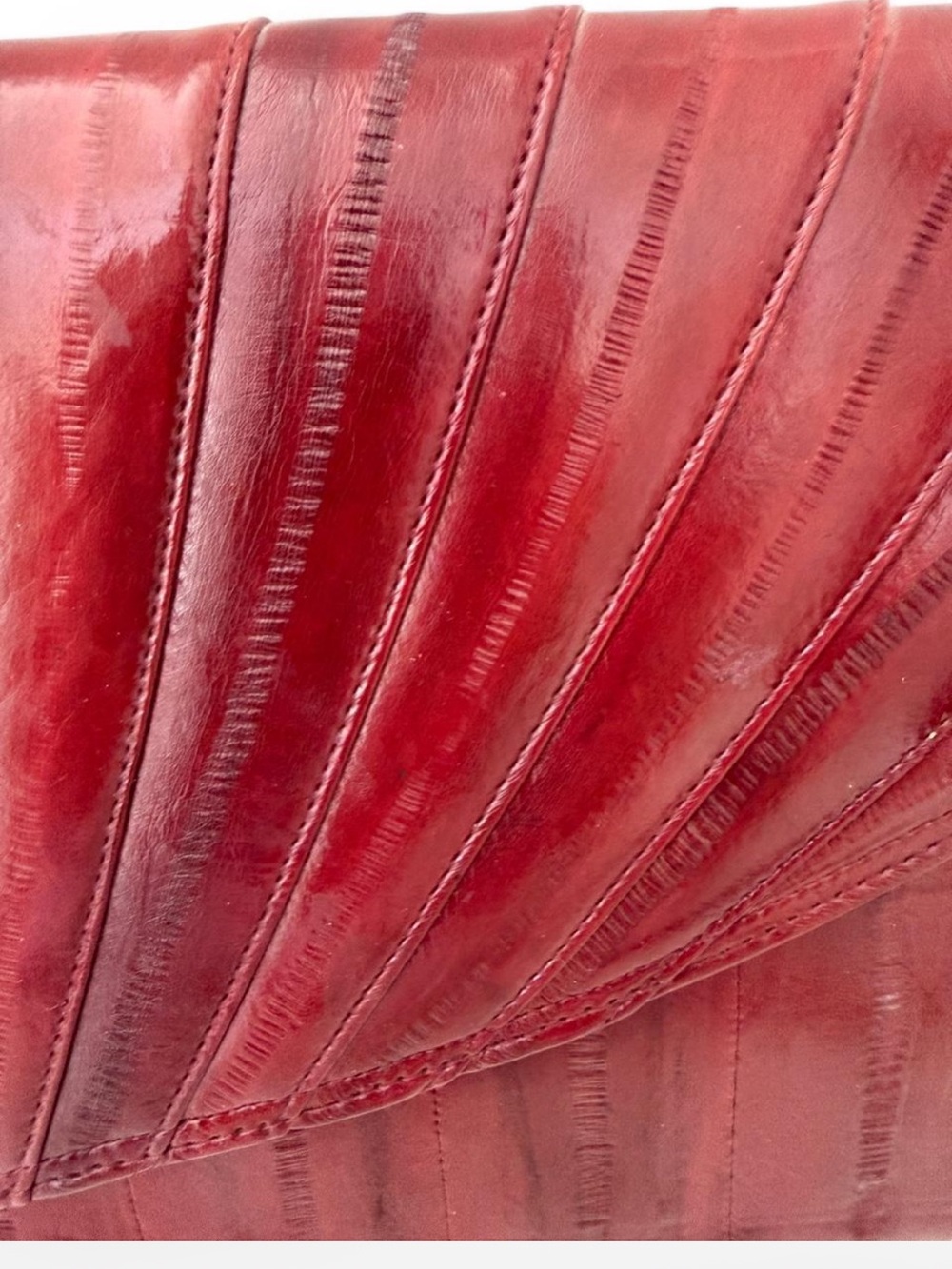 Vintage Burgundy Eel Skin Crossbody Purse / Envelope Clutch - Picture 3 of 7